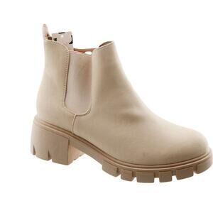 Women Boots Mysoft Women Chelsea‎ Block Heel Boots Size 8.5 Beige